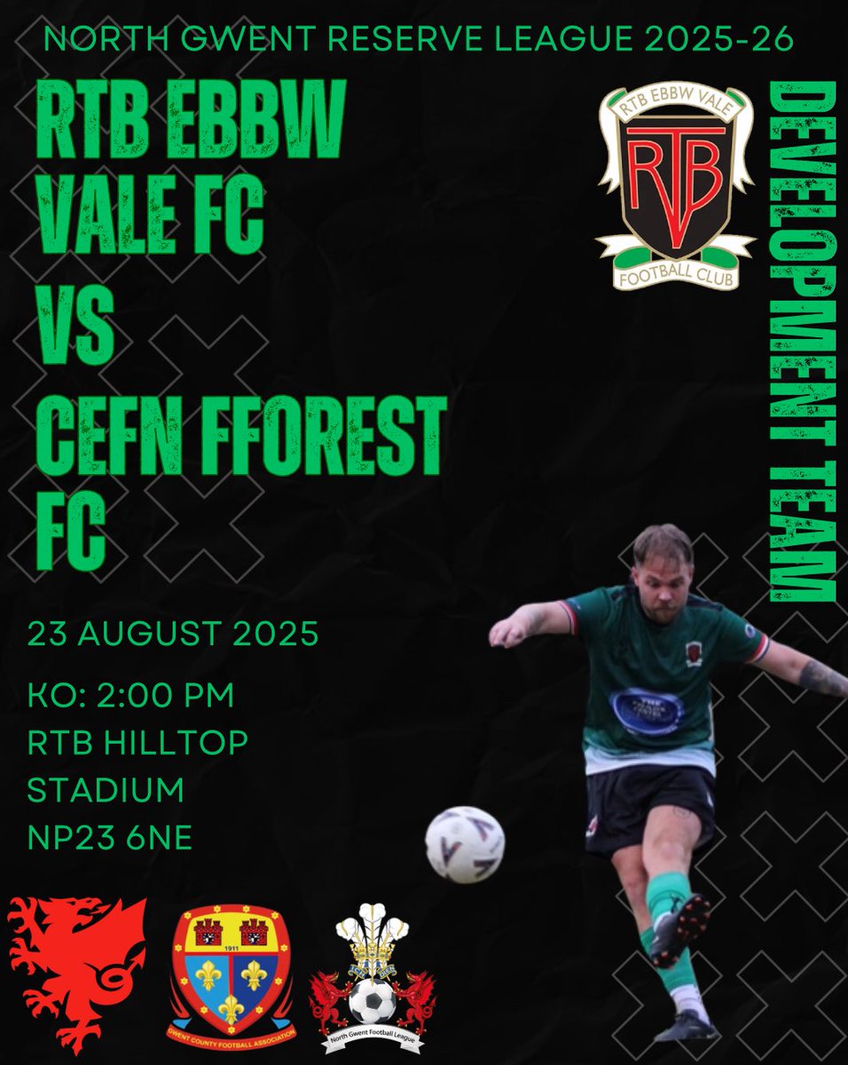 The Development Team welcome <a href="/CefnFforestAFC/">Cefn Fforest AFC</a> to the Hilltop Stadium on Saturday afternoon💚

🗓️Saturday 16th August
🆚Cefn Fforest FC
⏰2:00pm kick off
🏟️Hilltop Stadium