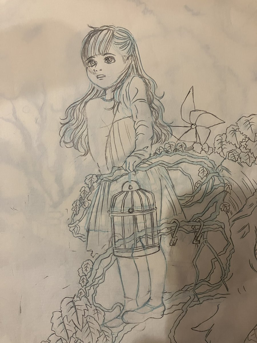 hibitakemoto's tweet photo. 何年間も放置してしまったラフが出てきました
 #アナログイラスト
 #イラスト https://t.co/Bhk0Klfhve
