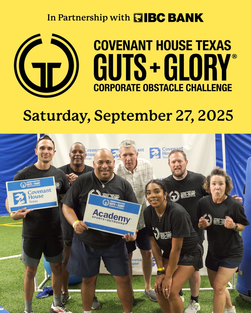 Recruit your squad for Guts + Glory—Sat, Sept 27! Team-building meets impact, chaired by Jeff Samples (CEO, <a href="/ibc_bank/">IBC Bank</a> ) and presented with IBC Banks. Register at link in bio to lock in your lane.

#GutsAndGlory #HoustonCorporateTeams