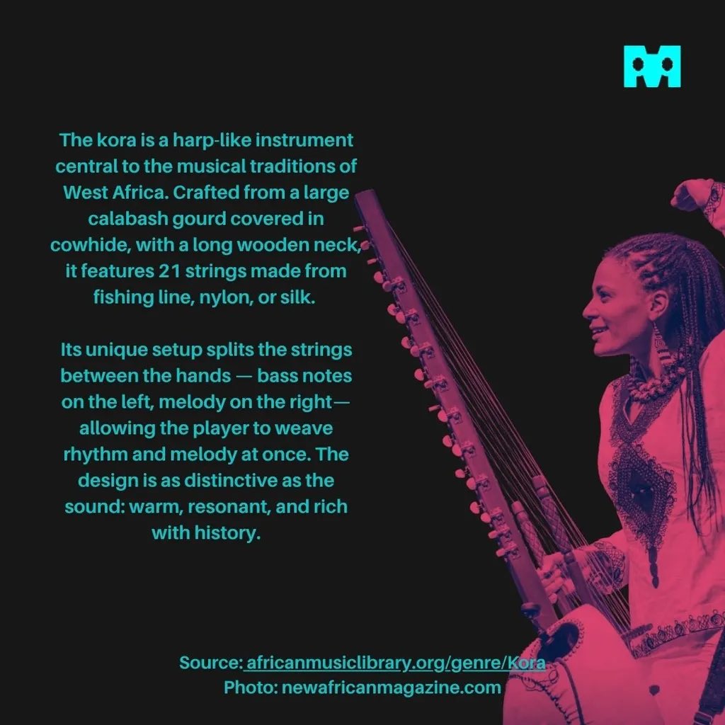 MileleMuseum's tweet photo. The kora sings what history remembers. Passed down through jali families, this 21-stringed harp is the voice of generations — telling stories of kings, warriors, and the lives in between. Each note holds an inheritance. 🎶 #milele #milelemuseum #african #africaninstruments https://t.co/HAi7kP1uSn