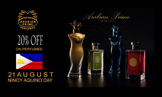 ArabianPrimeUAE's tweet photo. "Maligayang Araw ng Kabayanihan!
🇵🇭 Celebrate heroism with scents that inspire courage!
💪 1-day offer: 20% OFF on all zodiac perfumes! 🎉
Visit https://t.co/axy39ZkZy9
#NinoyAquinoDay #ZodiacPerfumes #PhilippinesPride
#LuxuryPerfumes
#perfume https://t.co/bHhhFrVEZU