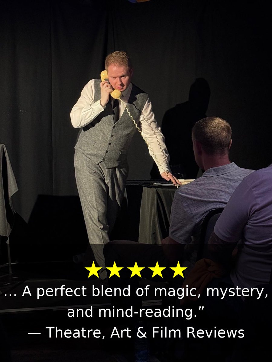 Mason King - Mind Reader/Mentalist/Entertainer (@mkmindreader) on Twitter photo Thrilled to share another glowing review of The Mind Spy from <a href="/ElaineC_reviews/">Elaine Chapman</a>
theatreandartreviews.com/2025/08/21/mas…
#EdFringe #EdFringe2025 #EdFringe25 #TheMindSpy #MindReading #Mentalism #Psychic #PsychicEntertainer Thrilled to share another glowing review of The Mind Spy from <a href="/ElaineC_reviews/">Elaine Chapman</a>
theatreandartreviews.com/2025/08/21/mas…
#EdFringe #EdFringe2025 #EdFringe25 #TheMindSpy #MindReading #Mentalism #Psychic #PsychicEntertainer