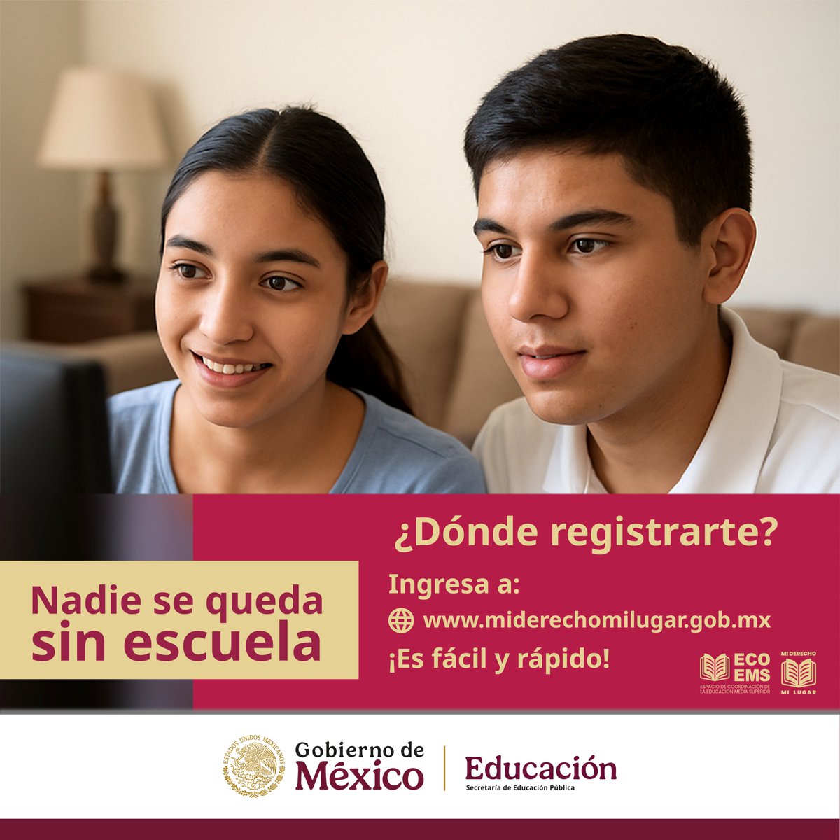 ¡Tu momento es ahora! 💥 Hasta el 28 de agosto estará abierta la fase de registro extemporáneo en Mi derecho, mi lugar.

🔑 Planteles disponibles: Atizapán II, Ecatepec I y II, Tlalnepantla I, Valle de Aragón, Ixtapaluca, y más.

Regístrate aquí 👉 miderechomilugar.gob.mx