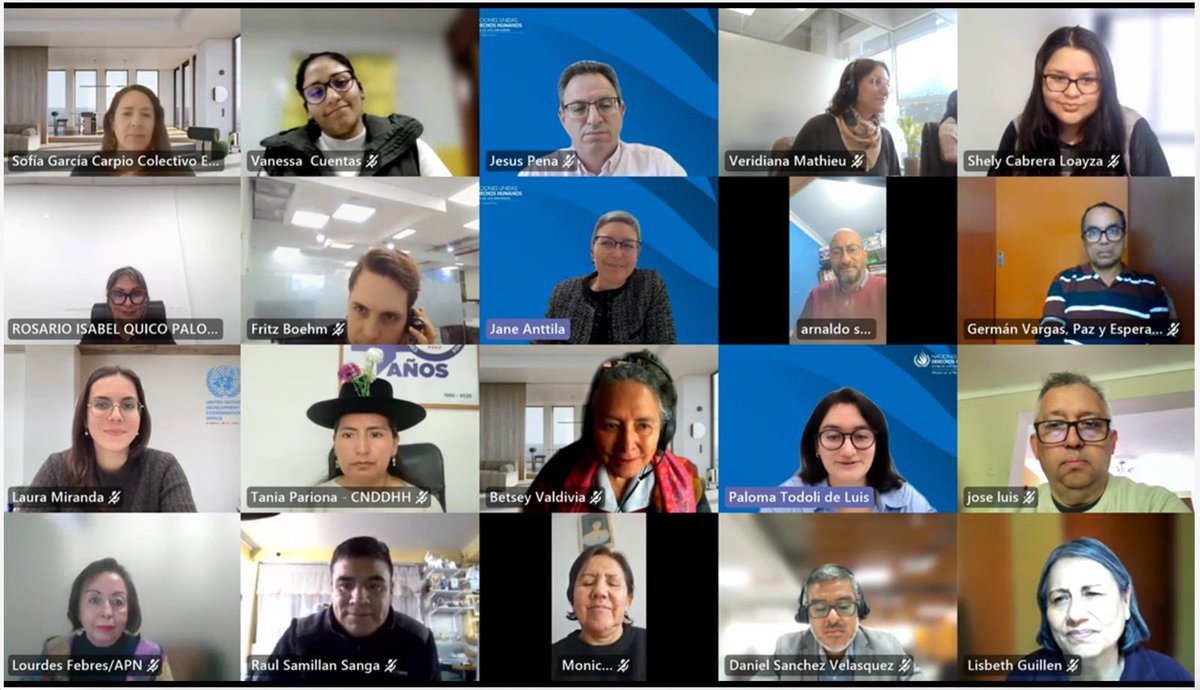 ONUPeru's tweet photo. #JuevesDeEPU: ONU 🇵🇪 y Colectivo EPU Perú seguimos impulsando recomendaciones del #ExamenPeriódicoUniversal a 🇵🇪

Dialogamos sobre las recomendaciones acerca del acceso a justicia en el contexto de protestas sociales con @FiscaliaPeru, @OACNUDHPeru, @PNUDperu y sociedad civil. https://t.co/JM4yeLhwuS