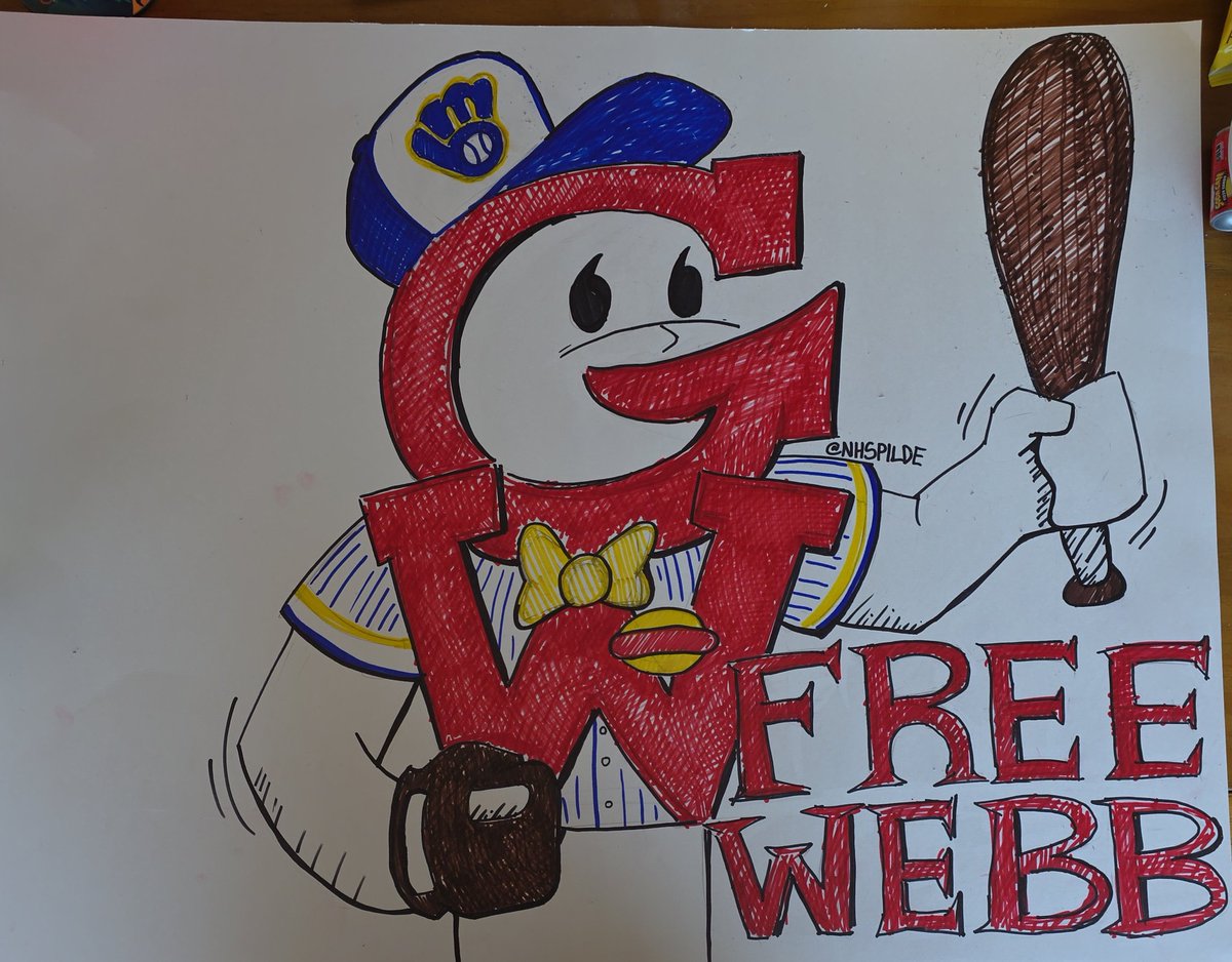 nhspilde's tweet photo. @Cybrid101 Out of all my years of making art. This sign I made for when The Brewers were on their first streak has been on TV multiple times and on ESPN during the second streak. Glad Milwaukee got their burgers. https://t.co/3sKusL6C6b