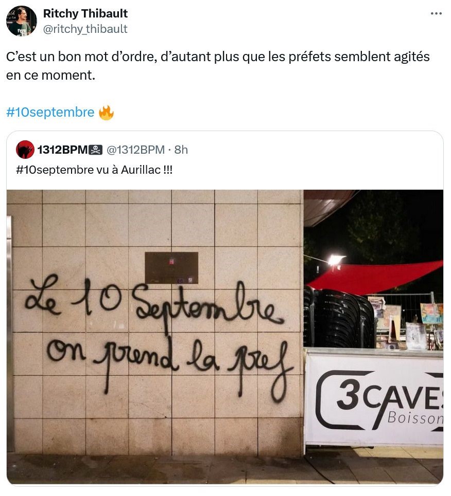 Ces propos inacceptables et particulièrement graves me paraissent susceptibles de relever de la provocation à commettre des violences et des dégradations. Conformément à l’article 40 du code de procédure pénale, je les signale au @parquetdeparis.