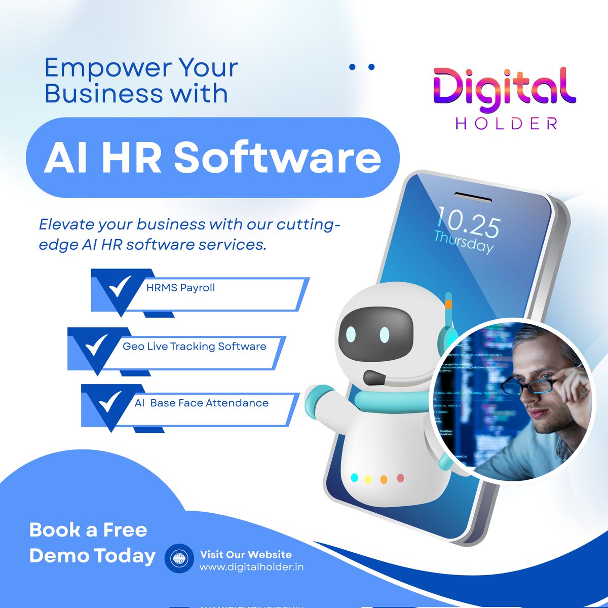 digital_holder's tweet photo. 🚀 Empower Your Business with AI HR Software! 🤖
Say goodbye to manual HR hassles and embrace smart automation with Digital Holder.

📲 Book a FREE Demo Today!
👉 Visit: https://t.co/9ooahYe7XW

#AI #HRSoftware #BusinessGrowth #DigitalTransformation #SmartHR #DigitalHolder https://t.co/0rhMA3nw7Z