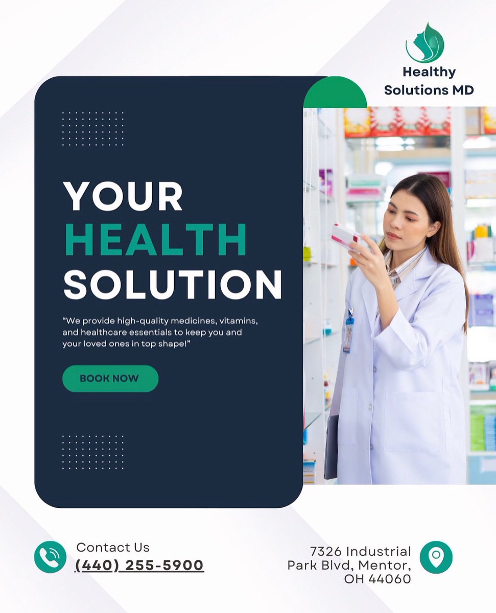HSMD7322's tweet image. 🌿 Start your wellness journey with Healthy Solutions MD.
💧 IV therapy, vitamin boosts &amp;amp; personalized care
Call 440-255-5900 or visit healthysolutionsmd.com to book today!

#HealthySolutionsClinic #WellnessMadeEasy #FeelGoodInsideOut #IVTherapy #HealthGoals #SelfCareStartsHere