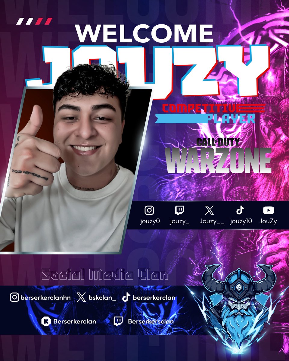 Berserker Clan les presenta a nuestro nuevo jugador competitivo de Warzone <a href="/JouZy__/">BSK JouZy</a> .
Esperamos que esta relación sea duradera y llena de logros contigo, Jouzy. 💙
¡Mucho éxito en todo lo que viene!
🇭🇳🔥

GFX: <a href="/Haguilar423/">Henry Aguilar</a>

#WeAreBerserker 💙