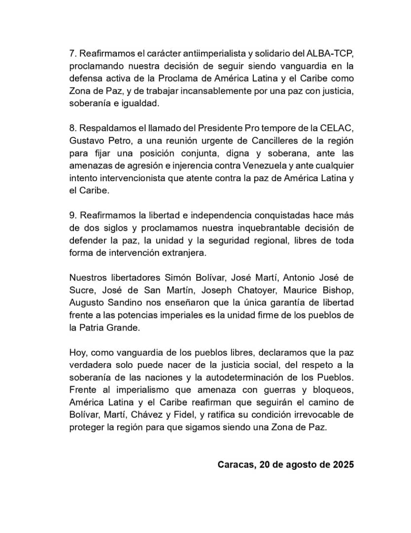 #Declaración XIII Cumbre Extraordinaria de Jefes de Estado y de Gobierno Del Alba-TCP