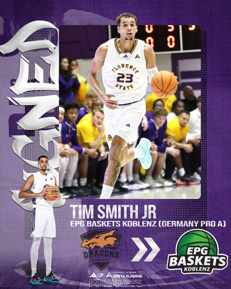 𝘓𝘪𝘰𝘯𝘴 𝘐𝘯 𝘛𝘩𝘦 𝘗𝘳𝘰𝘴 - 𝘗𝘢𝘳𝘵 𝘛𝘸𝘰 🏀

Former UNA graduate forward Tim Smith Jr. enters his second season in the professional ranks. He is moving up to Germany's Pro A league with EPG Baskets Koblenz 🇩🇪

#RoarLions 🦁