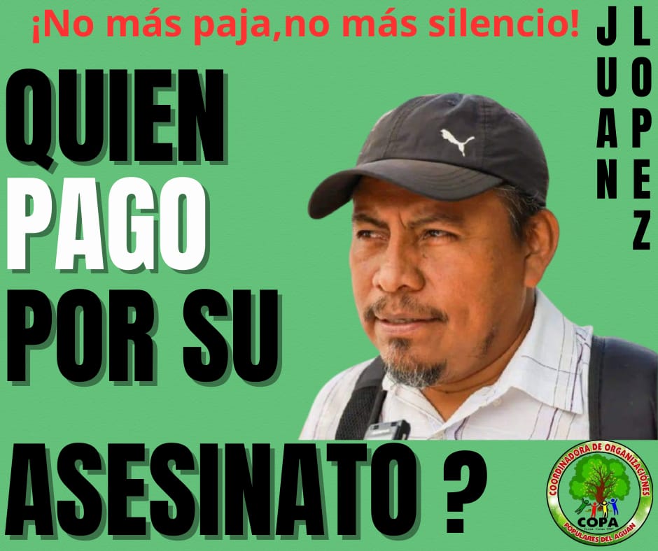 #JusticiaParaJuan 
Exigimos Requerimiento Fiscal contra los asesinos intelectuales de Juan López. Exigimos avance las investigaciones contra los autores intelectuales. No más impunidad. Protegen a los asesinos intelectuales