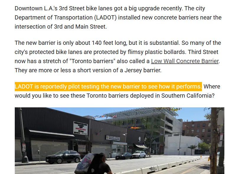 "pilot testing" whether concrete barriers work... classic LA. Of course they work, now go and install miles of them as we legally mandated in HLA!