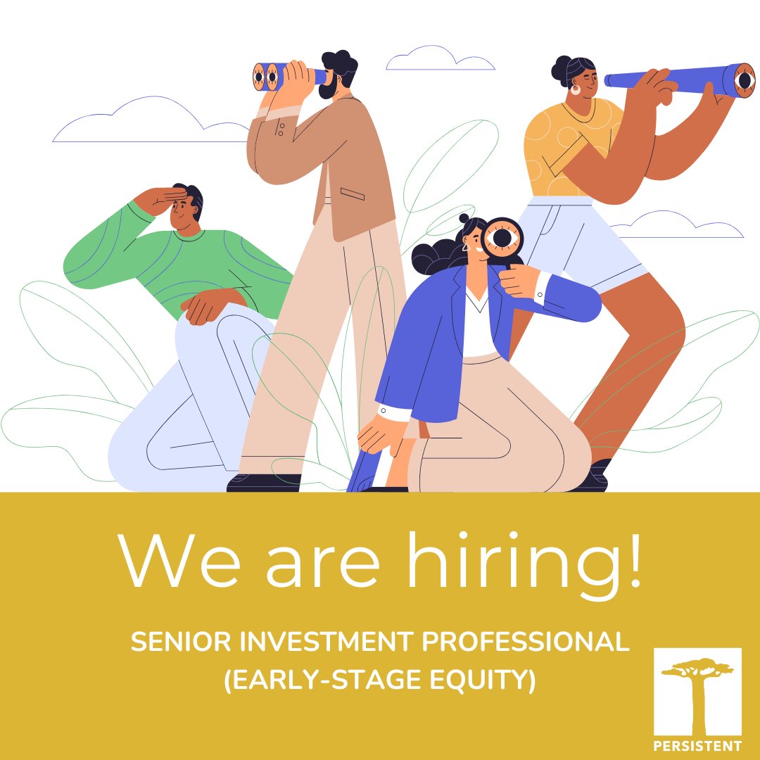 We’re hiring🥳! 
We are looking for an entrepreneurial leader (7+ yrs experience) in early-stage equity investments in Africa to drive climate ventures via our $70M Persistent ACV Fund.

Apply here 👉 :persistent.energy/opening/senior…

#Hiring #JoinOurTeam