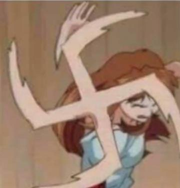 ConnorUKnowWho's tweet photo. So for those doubting if Asuka was actually racist or heavily against the LGBTQ+ community, then maybe the realization that her arms are vaguely shaped like a fucking swastika #ThankYouHideakiAnno ! Go fuck yourself https://t.co/dwH6TBi4DV