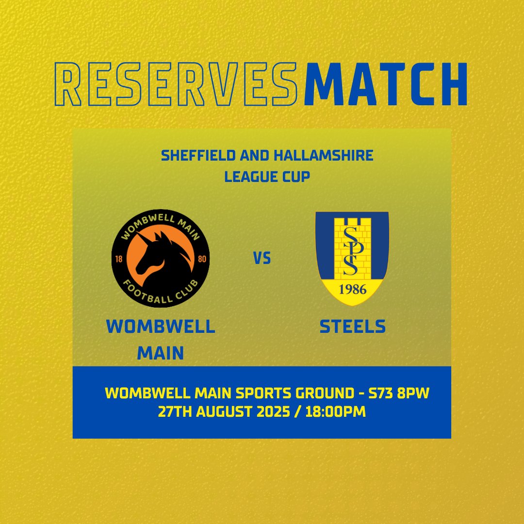 Stocksbridge Park Steels (@parksteelsfc) on Twitter photo ππππππππ ππΌππΎπ
The Reserves are on the road again as their League Cup journey continues.
This time it's the familiar opponent of <a href="/WombwellMain/">Wombwell Main FC</a>! ππππππππ ππΌππΎπ
The Reserves are on the road again as their League Cup journey continues.
This time it's the familiar opponent of <a href="/WombwellMain/">Wombwell Main FC</a>!