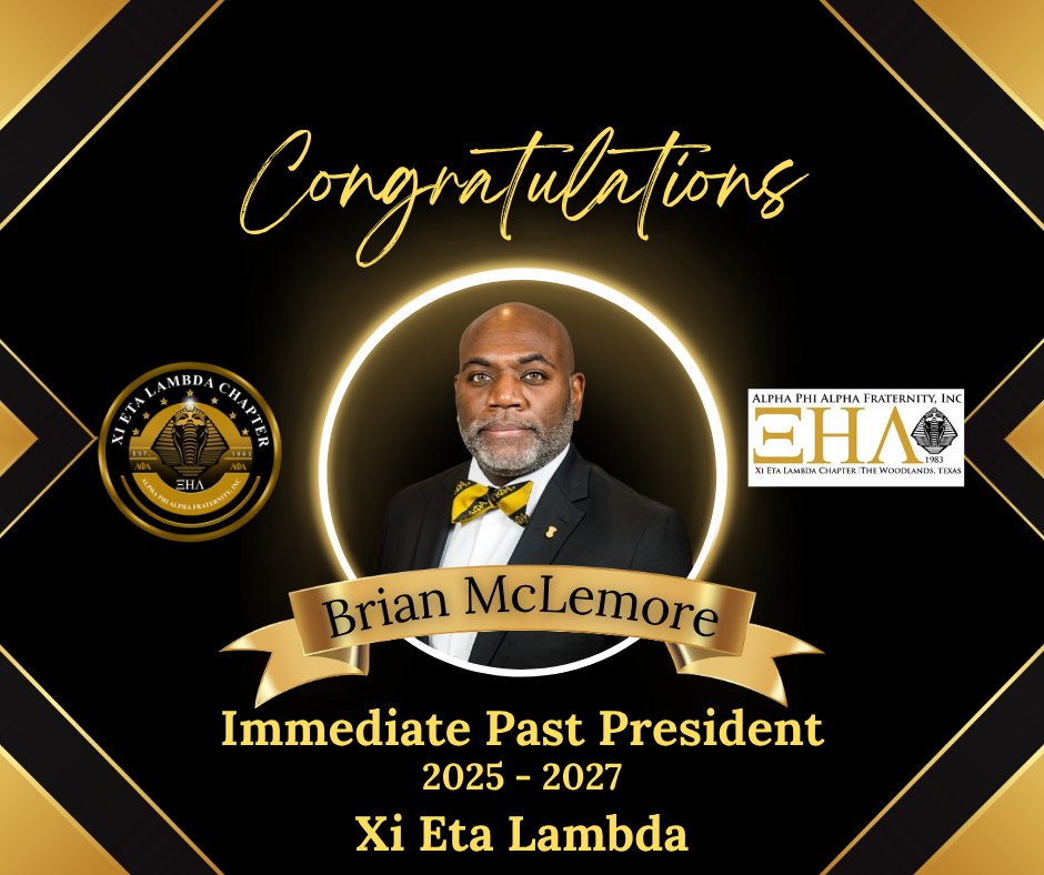 nhoustonalphas's tweet image. We proudly recognize Brother Brian McLemore, Immediate Past President of Alpha Phi Alpha Fraternity, Inc., Xi Eta Lambda Chapter in Houston, Texas. His Alpha journey began in Spring 2011. He held multiple leadership positions. #XiEtaLambda #alphaphialphafraternityinc