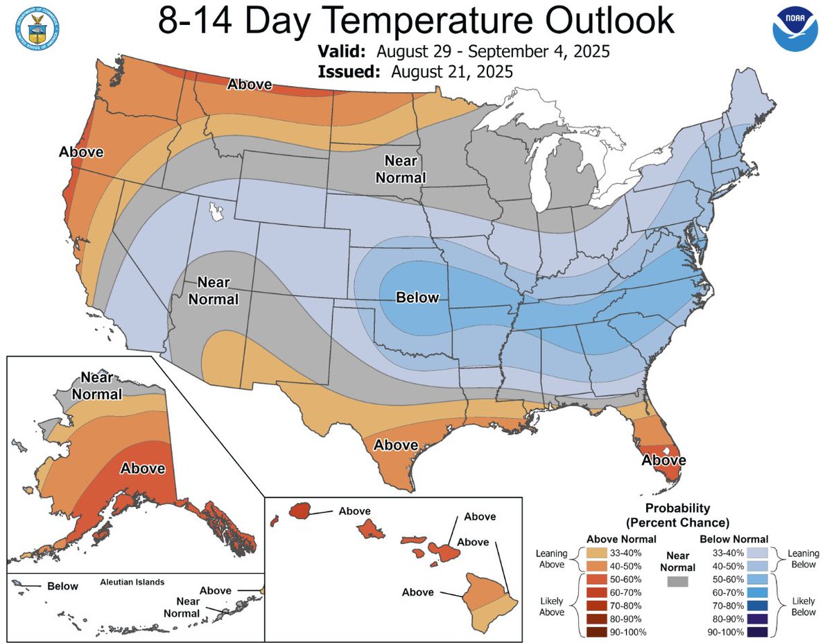 🌡️Dangerous heat returns late this week and through the weekend.

Then, summertime temperatures stick around in the PNW into early September. The <a href="/NWSCPC/">NWS Climate Prediction Center</a> 's short term outlooks show above normal temperatures are likely to continue through Sept 4.