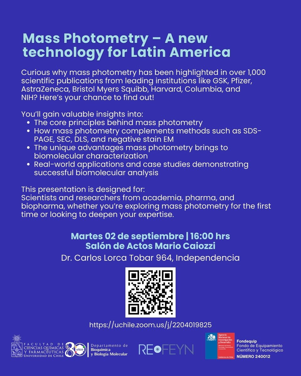 🗣️ ¡Un momento histórico para nuestra Facultad! Brenda Watt, Senior Field Application Scientist de REFEYN, vuelve a Chile para acompañarnos en la instalación del primer equipo de Mass Photometry en toda Latinoamérica en nuestro Laboratorio de Bioquímica FaCiQyF.