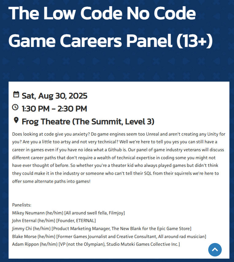 Came back just to say I'll be on a panel next week at PAX West.