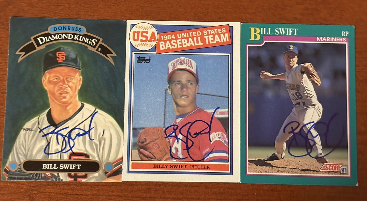 mjs80377's tweet image. Thanks to @SFGiants @Mariners @USABaseball Pitcher Bill Swift for signing my cards #Donruss #DiamondKing #Topps #Score #TTMAutographs #Autographs #TTMSuccess #BaseballCards #Hobby #Collect #TTM #USA 🇺🇸#SFGiants #TridentsUp