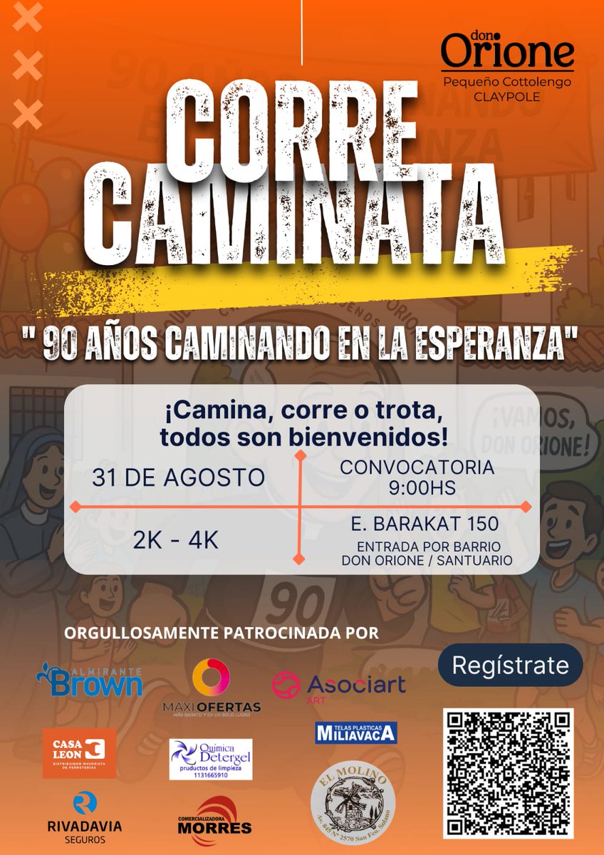 En el marco de los 90 años del Pequeño Cottolengo y los 25 años de la llegada de la reliquia de su Corazón a la Argentina.
#CorreCaminata 
#CottolengoClaypole