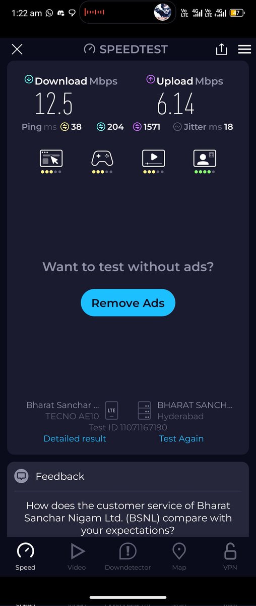 I remember getting 3-4x better speed than this on 3G nearly a decade ago. Not sure what the hell <a href="/BSNLCorporate/">BSNL India</a> <a href="/bsnl_care/">BSNLCare</a> is doing. Have logged multiple complaints, all of them have been closed without solving any concerns.