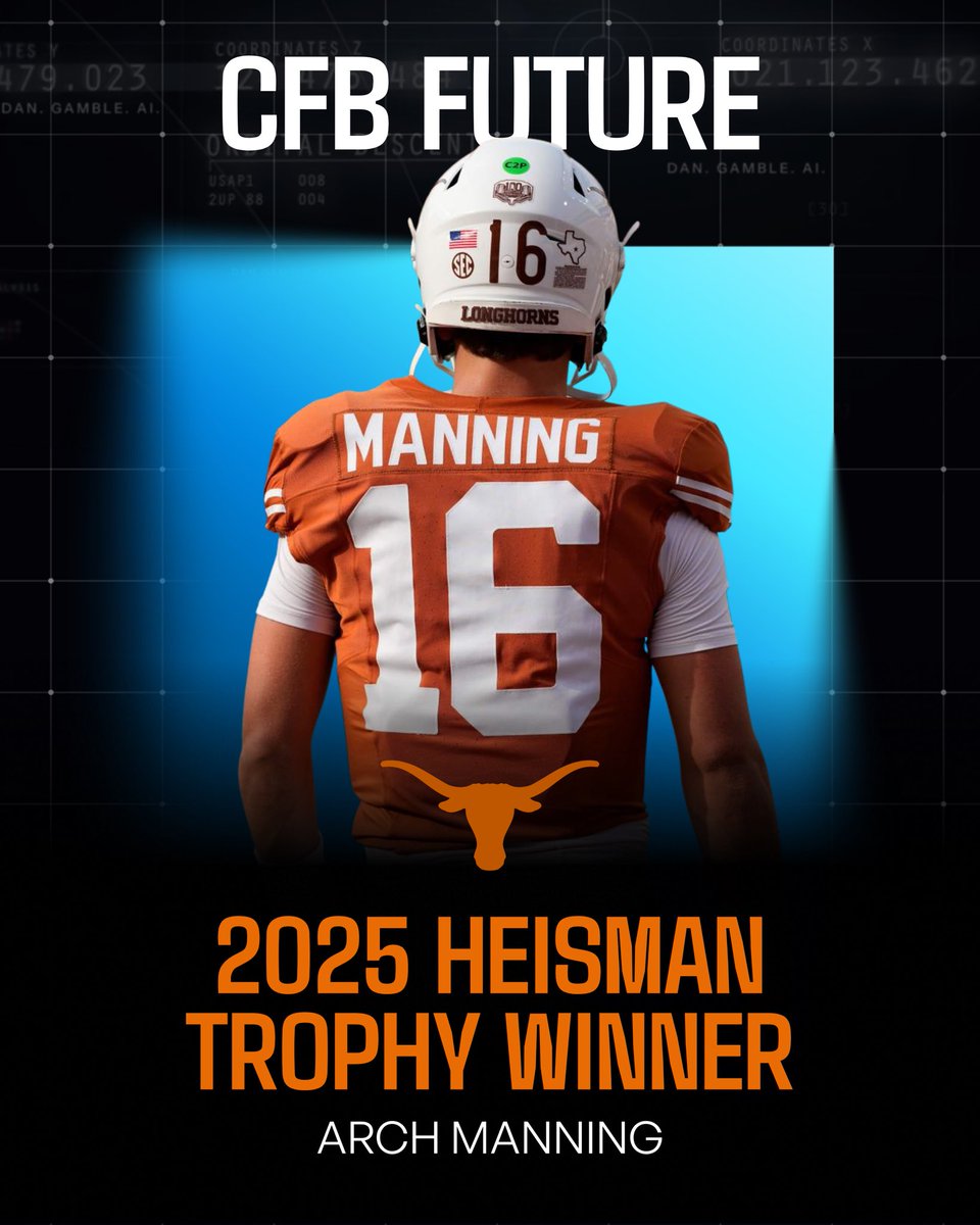 DanGambleAI's tweet photo. One final CFB Future to lock in…🏈

I’m betting Arch to be the first Manning to win the award.

Week 0 starts Saturday, you know I’ve got you covered with picks and parlays! https://t.co/PZA1ULILqF