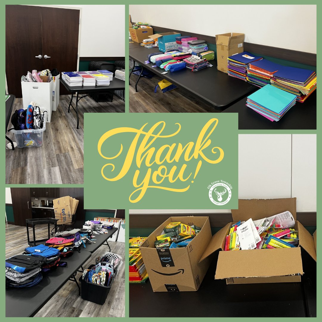 A huge thank you to everyone who donated school supplies to Elk Grove Townships “Back to School Blast Off” campaign!

Because of your generosity, students in our community will head into the school year prepared and confident!

 #BackToSchool #ElkGroveTownship
