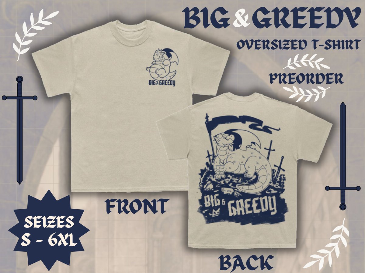 SHOW EVERYONE YOUR GREED AND HUNGER!!!  
𝓑𝓘𝓖&amp;𝓖𝓡𝓔𝓔𝓓𝓨 oversized tee preorders are a GO!  

Order using the link below⤵️
holidayfox.bigcartel.com/product/preord…