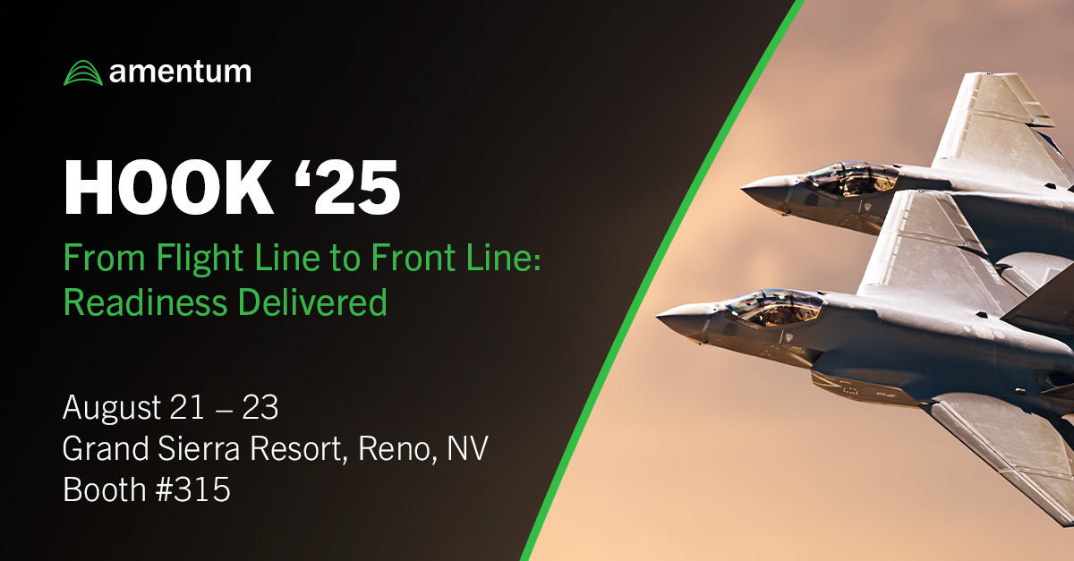 amentum_corp's tweet image. Amentum is excited to be a part of Hook ‘25 in Reno from August 21-23. Visit us at Booth #315 to learn how we’re delivering advanced aviation solutions that strengthen mission readiness—from precision maintenance to next-gen flight line technologies. #Amentum #Hook25…