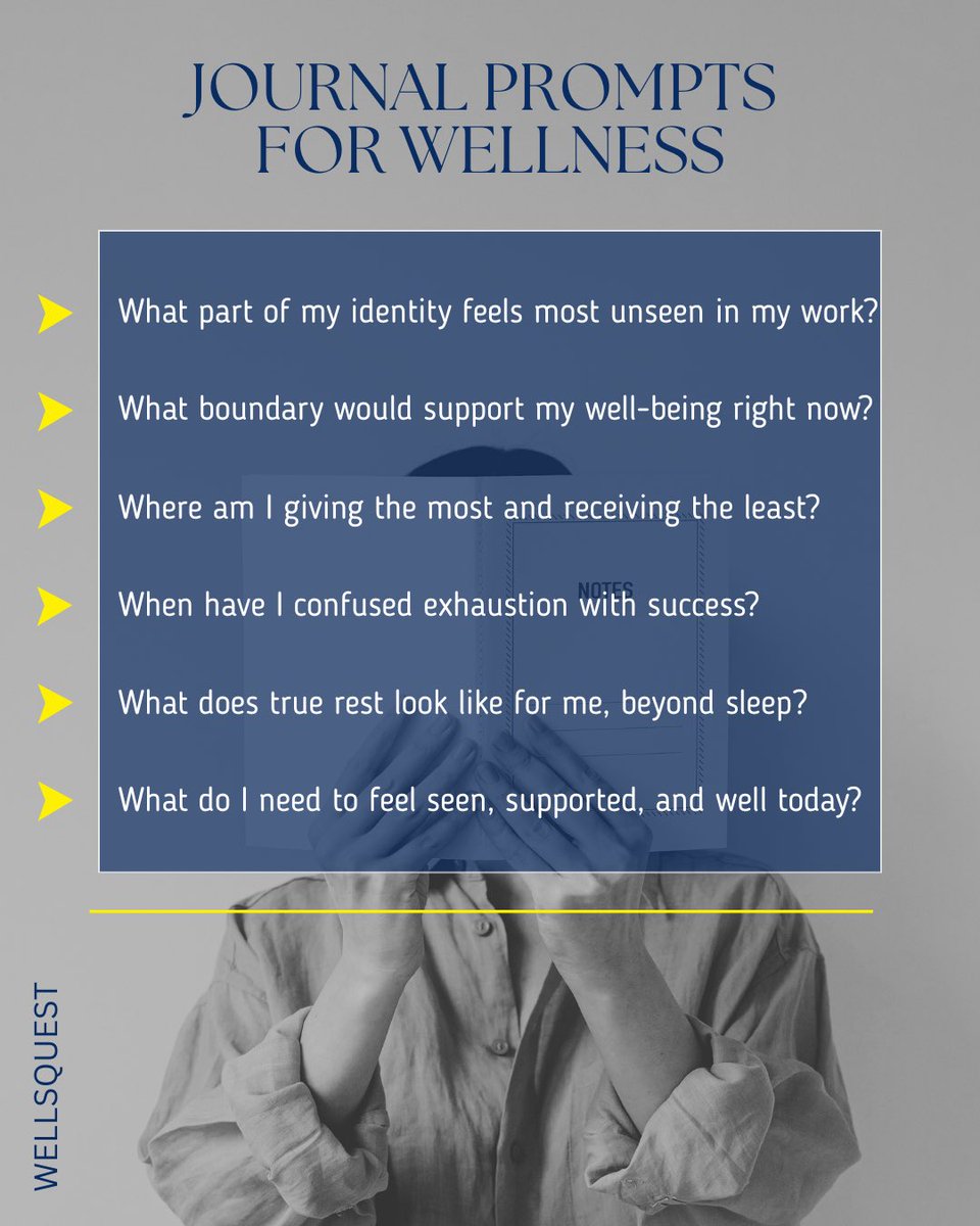 Wellness is more than rest. It is about boundaries, support, and being seen. For National Wellness Month, here are 6 prompts to reflect on your well-being.
#NationalWellnessMonth #WellnessAtWork
