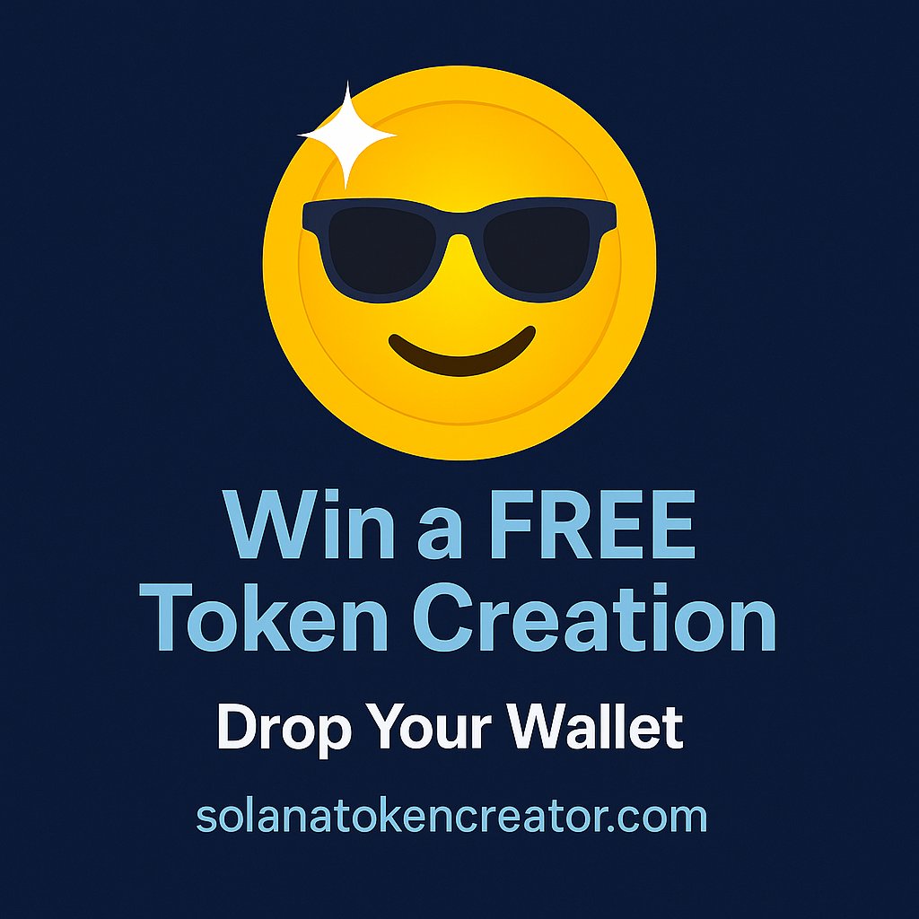 💥 24H Giveaway 💥

🎁 1 lucky winner gets a FREE Token Creation 
on Solana!

To enter:
1️⃣ Follow us
2️⃣ Like this post
3️⃣ Retweet
4️⃣ Drop your wallet in the comments

👉 solanatokencreator.com
🚀 Winner will be announced tomorrow!
#Solana #Crypto #Web3 #Airdrop #MemeCoin