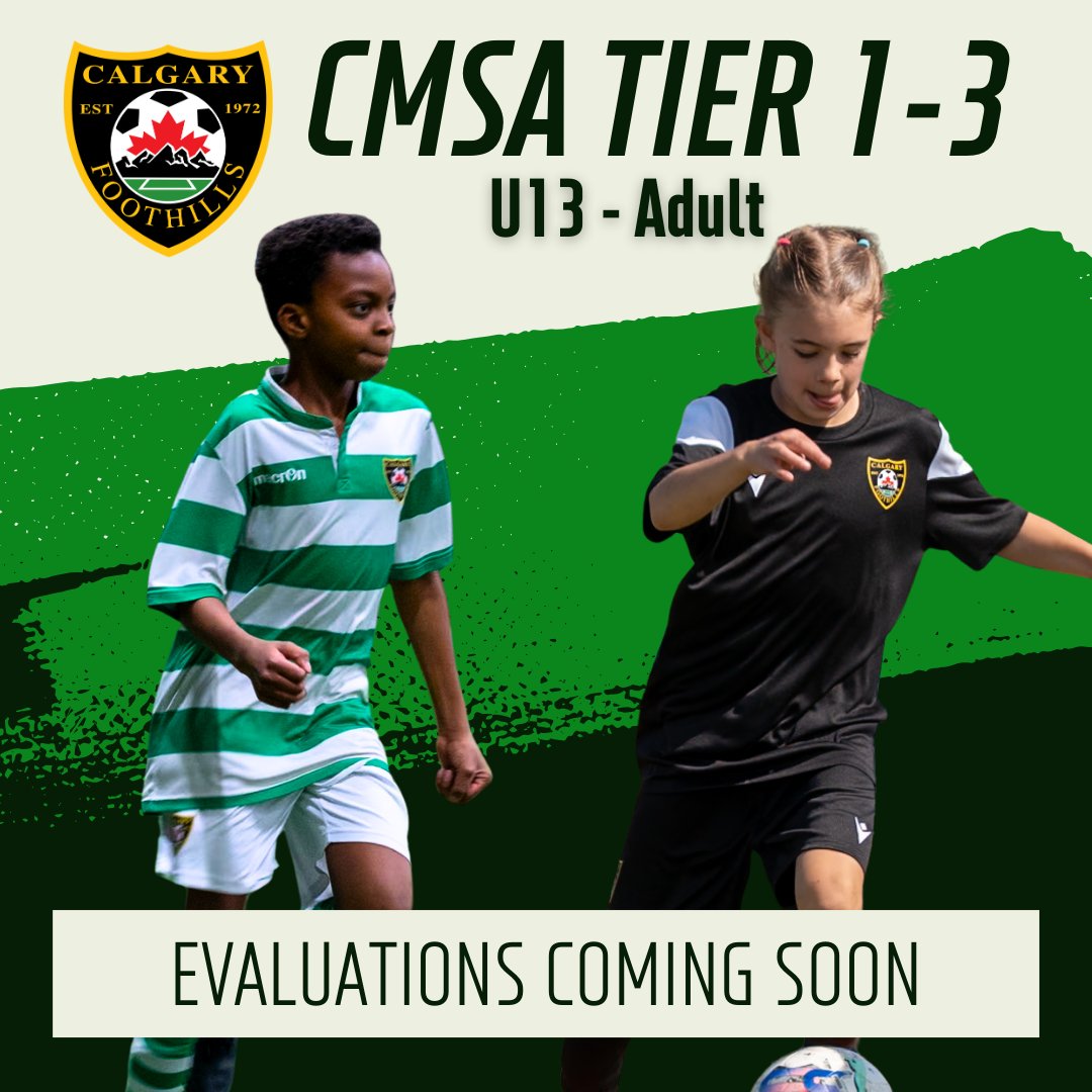 FoothillsSoccer's tweet photo. ⚽ Evaluations Coming Soon!

Our CMSA Tier 1–3 program builds players and people with licensed coaches, top facilities, and a proven pathway to Provincials &amp; Nationals. 💚

#FoothillsSoccer #PlayerPathway #YYCSoccer https://t.co/UlF0b20T8y