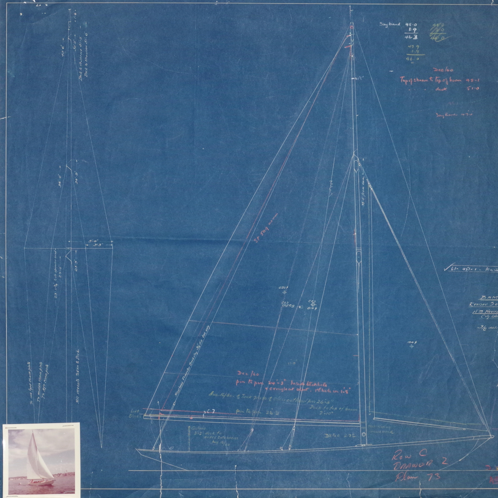 IYRSedu's tweet photo. Sail plans for Herreshoff’s 1904 sloop Bambino—still sailing today. Featuring 1943 &amp; 1960 drafts from Ratsey &amp; Lapthorn and Henry Nevins.
From the IYRS Maritime Library Sail Plan Collection.
Open Wed–Sat, 12–5
#herreshoff #vintageyachts #woodboats #oldboats https://t.co/NEeVZb4w37
