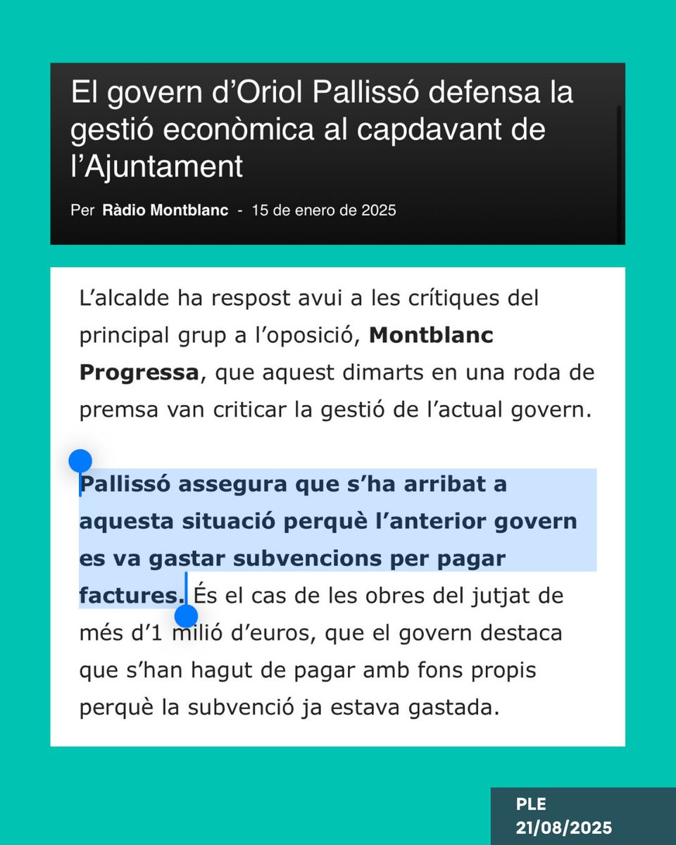 mtbprogressa's tweet image. PLE EXTRAORDINARI AGOST | Avui s’ha celebrat un ple extraordinari, en el qual, d’una banda, s’ha aprovat una modificació de crèdit per pagar factures pendents. Per altra banda, s’ha adjudicat el contracte de les obres de rehabilitació de Sant Francesc.