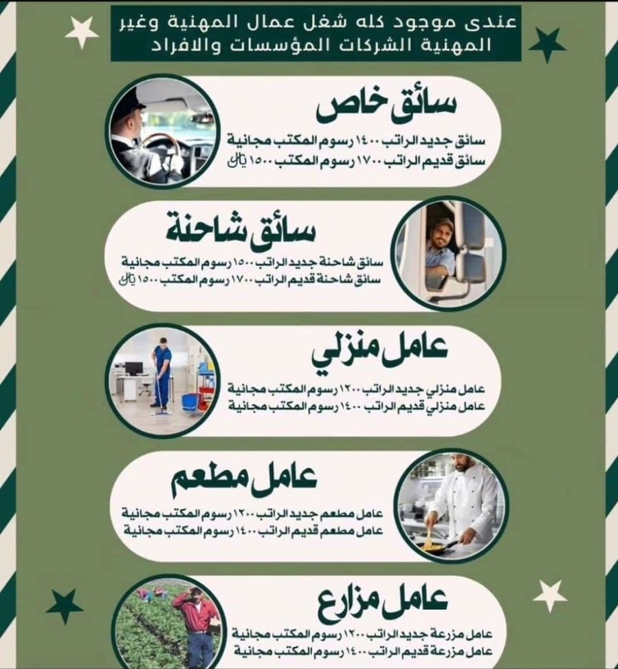 (🇸🇦 مكتب—استقدام —الهند—🇮🇳)
مكتب استقدام سائقين.عمال-فنان طباخ-معلم-خياط-ميكينكي-مهندس-
و غيرهم كل مهن رجالي عمال إن شاء الله
حصلت مع خبره

مده—الوصول—١٥—ايام—
بعد— جاهزه كل أوراق —
رقم جوال مكتب:- ☎️ 
Wa.me/+917499900860
#عبدالعزيز_بن_فهد
#حملة_ولي_العهد_للتبرع_بالدم