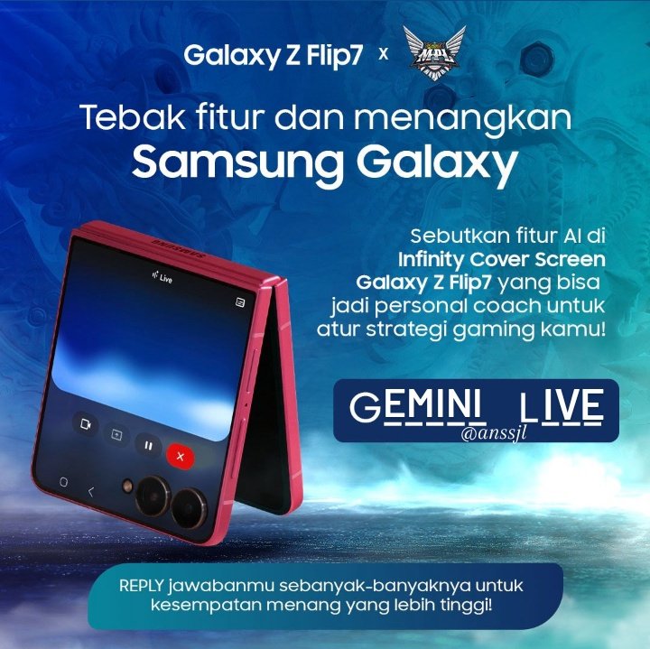 An🍓 (@anssjl) on Twitter photo <a href="/mplidofficial/">MPL Indonesia</a> fitur AI di Infinity Cover Screen Galaxy Z Flip7 yang bisa jadi personal coach untuk atur strategi gaming yaitu : ✨ GEMINI LIVE ✨
#GalaxyZFlip7 #GalaxyxMPLIDS16 #GalaxyZFlip7xMPLIDS16 #ExploreGalaxyWay <a href="/mplidofficial/">MPL Indonesia</a> fitur AI di Infinity Cover Screen Galaxy Z Flip7 yang bisa jadi personal coach untuk atur strategi gaming yaitu : ✨ GEMINI LIVE ✨
#GalaxyZFlip7 #GalaxyxMPLIDS16 #GalaxyZFlip7xMPLIDS16 #ExploreGalaxyWay