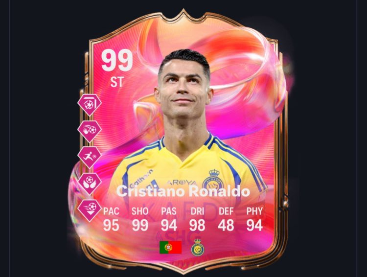 EAFCassist's tweet photo. 🚨 99’s in packs this week 👀🔥

• 🇵🇹 Ronaldo 
• 🇳🇱 Gullit 
• 🇫🇷 Dembele 
• 🇳🇱 Cruyff 
• 🇪🇸 Bonmati 
• 🇧🇷 Raphinha

All out for CR7 🇵🇹🥶 https://t.co/0isMSolTpU
