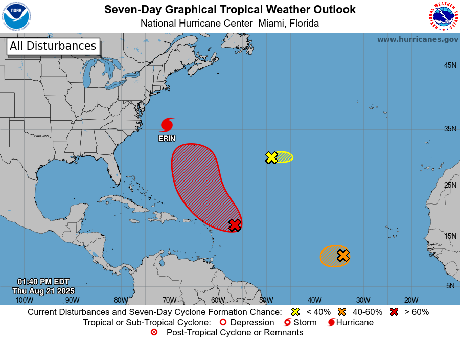 NWSGSP's tweet image. As we edge closer to the end of August and #HurricaneErin moves away, it's a reminder that we are going into peak season. The Atlantic is active, but so far things are staying away. This is the time to make sure you have an emergency kit and plan in place.
#scwx #ncwx #gawx