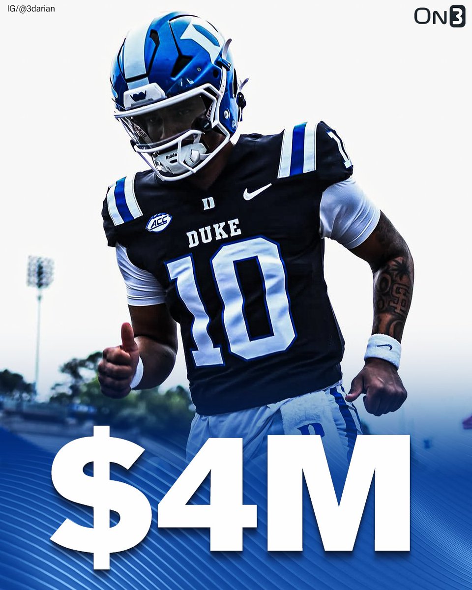Duke QB Darian Mensah is set to be paid $4M for the 2025 College Football season, <a href="/PeteNakos_/">Pete Nakos</a> reports😈

• Carson Beck $3M-3.2M 
• Bryce Underwood $3M 
• Drew Allar $3M 
• John Mateer $2.5M-$3M 
• Avery Johnson $2M 

More: on3.com/news/tracking-…