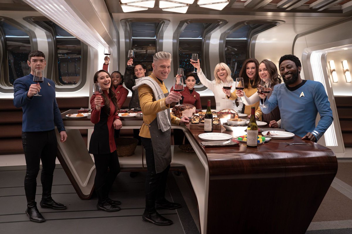RebeccaRomijn's tweet photo. Cheers! 🍷 A new episode of @startrek Strange New Worlds is now streaming on @paramountplus. https://t.co/tbys0D3H8g