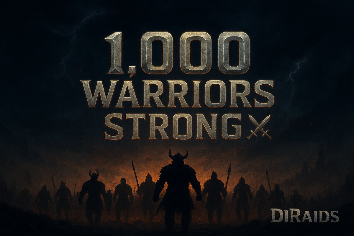 DiRaids's tweet photo. ⚔️ DiRaids just hit 1,000 warriors strong 🛡️
Grateful for every single one of you riding with me on this journey.
This is just the beginning… let’s keep raiding & building together. 💥
#DiRaids #Web3 #Raider #buildinginpublic