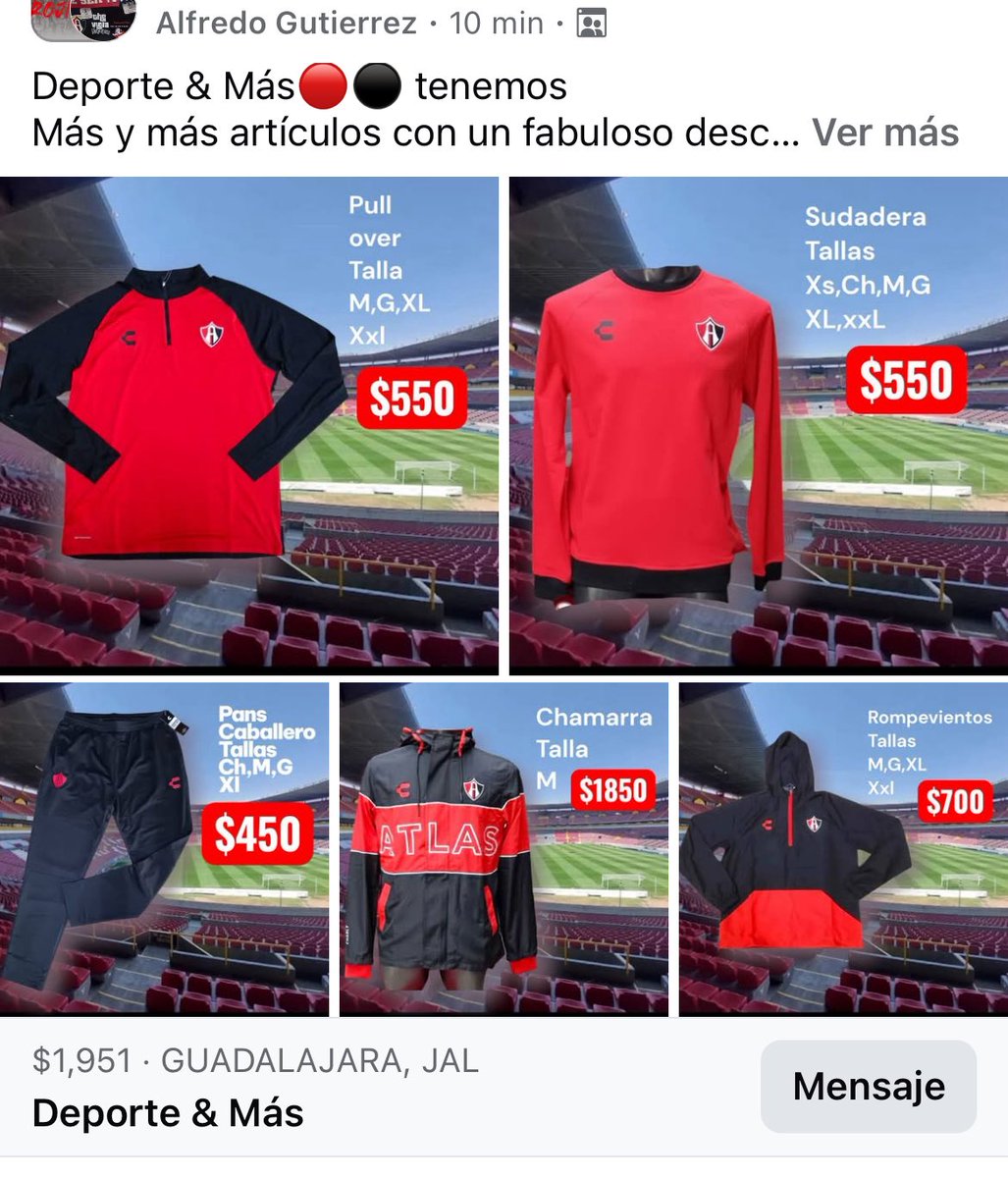 No mames cuando me quiero calmar ya, de estar comprando artículos del rojinegro y veo que Alfredo vuelve a subir merca perra y a precio accesible para el jodido.