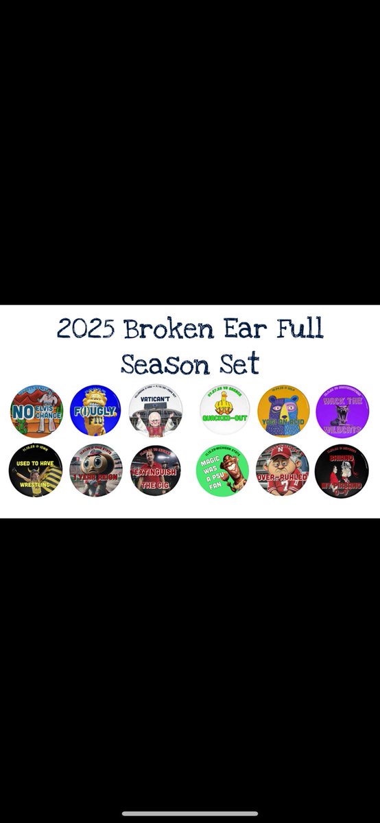 brokenearbutton's tweet image. 2025 set of bank buttons are out. Bought 4 sets to support State College Food Bank. Do remarkable work feeding the hungry of Centre County &amp;amp; beyond.

24th year submitting slogans. 2nd straight year none were used. Gave them a G-rated list in Jan. Which do u honestly like better?