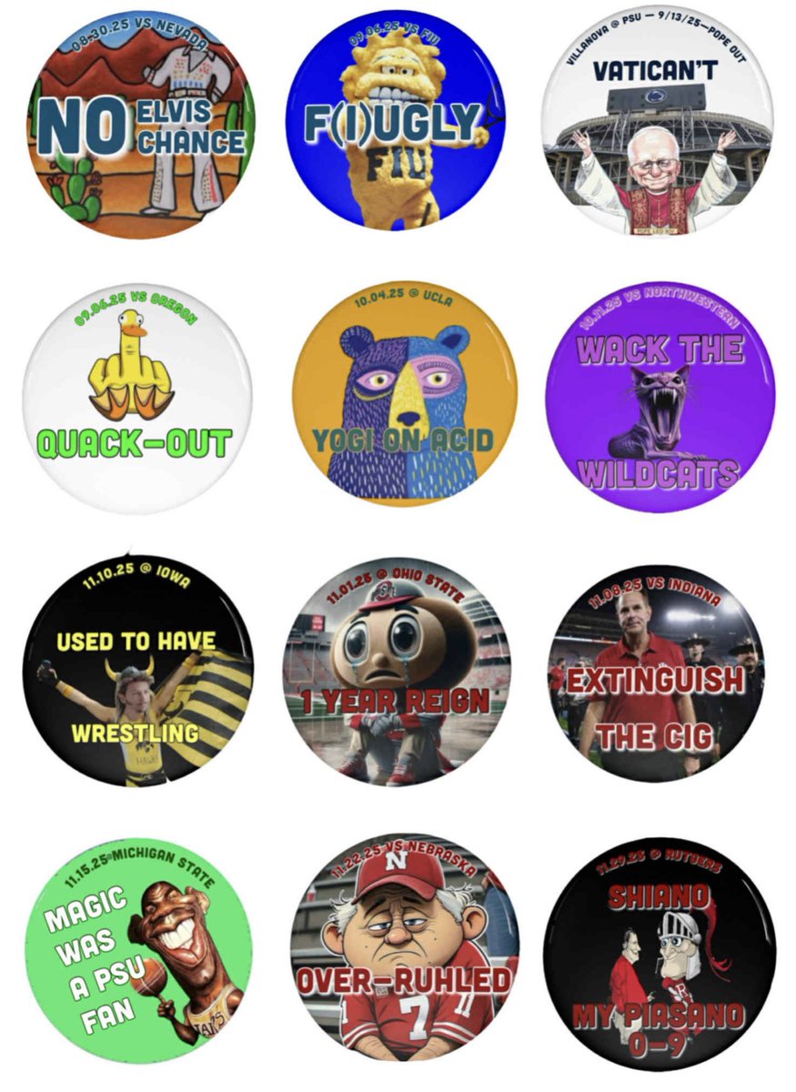 brokenearbutton's tweet image. 2025 set of bank buttons are out. Bought 4 sets to support State College Food Bank. Do remarkable work feeding the hungry of Centre County &amp;amp; beyond.

24th year submitting slogans. 2nd straight year none were used. Gave them a G-rated list in Jan. Which do u honestly like better?