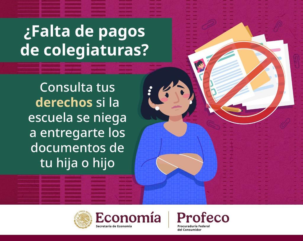 👨‍👩‍👧‍👦💡 Padres y madres de familia, tranquilos: si por alguna razón no pueden cubrir la colegiatura, la escuela NO puede retener la documentación de sus hijas e hijos.

La <a href="/Profeco/">Profeco</a> está para protegerlos y acompañarlos.🤍
Revisen la <a href="/RdelConsumidor/">Revista del Consumidor</a> y tengan todo listo para este