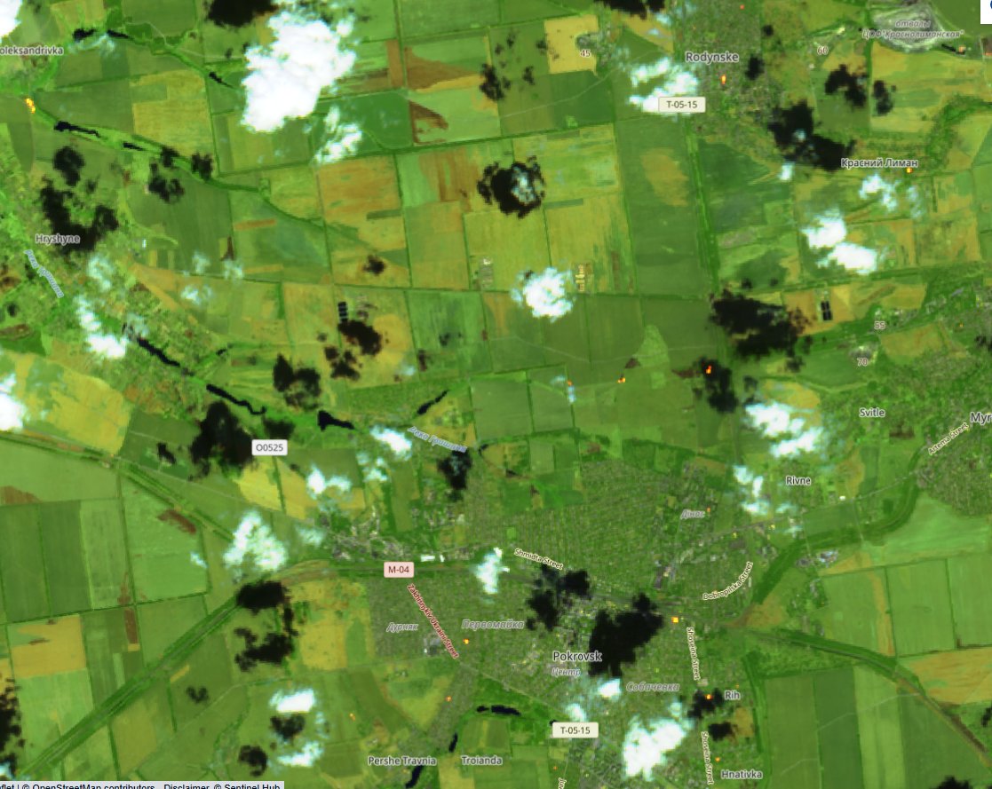 AF_LABS1's tweet photo. a lot less fires around the Russian breakthrough near Doboropila with more focus to be closer to pokrovsk https://t.co/23gtG9ms9J