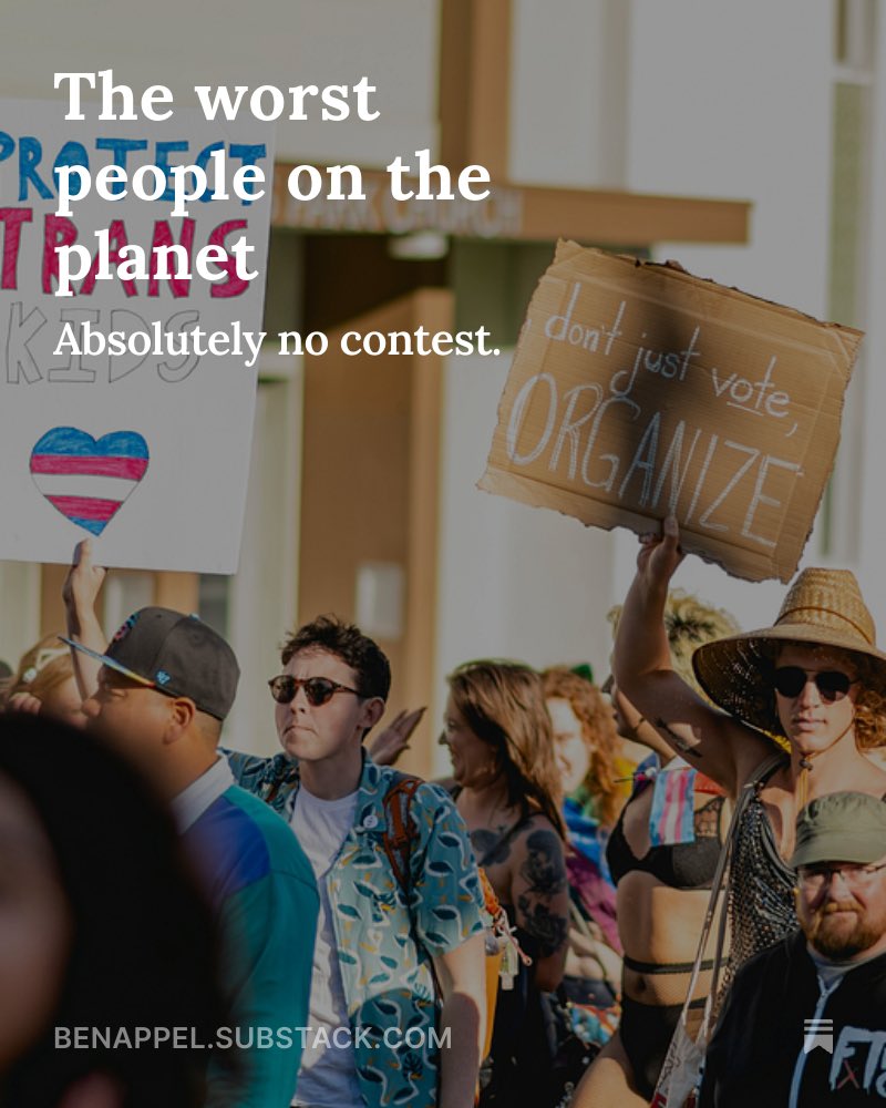 “That’s right, trans activists and the suicidally empathic people who love them launched a propaganda campaign against the university, because somehow we’ve arrived at a point where the prospect of not being able to castrate kids makes some people foam at the mouth.“ Link ⬇️