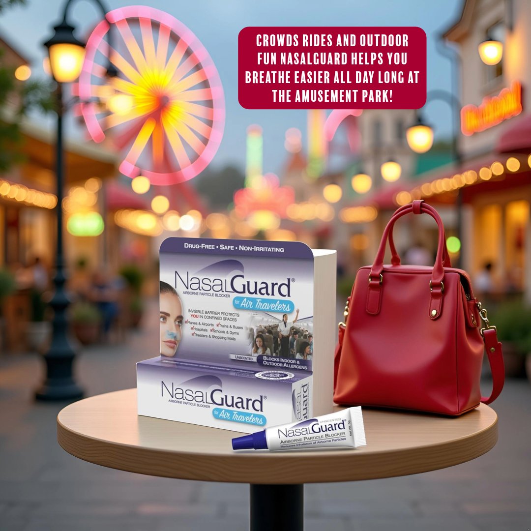 NasalGuard's tweet image. Crowds, rides, and outdoor fun NasalGuard has you covered. Keep the day worry-free from airborne contaminants!🚅

#NasalGuard #AirborneDefense #FamilyDayOut #InvisibleShield